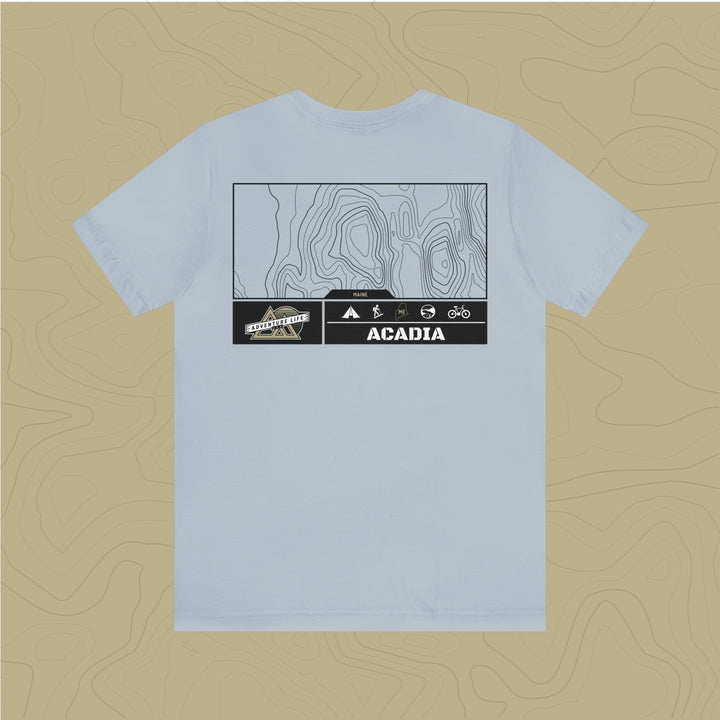 Acadia National Park - Adventure Life Trail Topographic Garment Dyed Tee