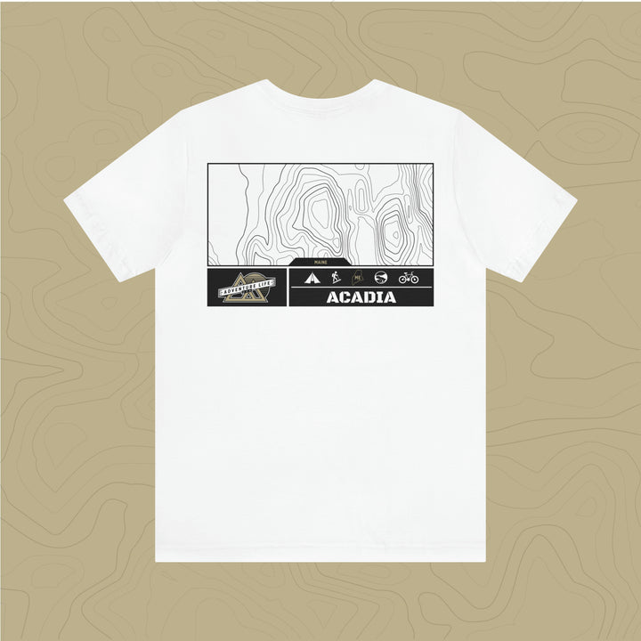 Acadia National Park - Adventure Life Trail Topographic Garment Dyed Tee