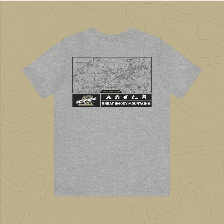 Great Smoky Mountains National Park - Adventure Life Trail Topographic Garment Dyed Tee