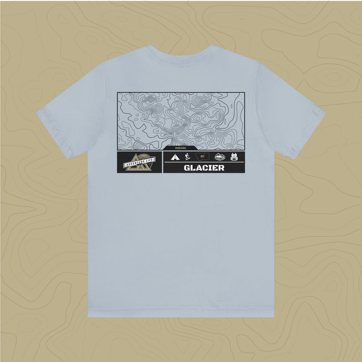 Glacier National Park - Adventure Life Trail Topographic Garment Dyed Tee