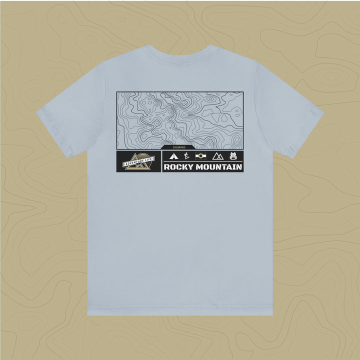 Rocky Mountain National Park - Adventure Life Trail Topographic Garment Dyed Tee