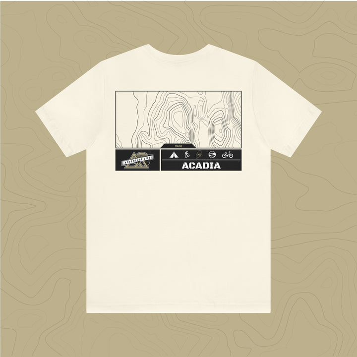 Acadia National Park - Adventure Life Trail Topographic Garment Dyed Tee