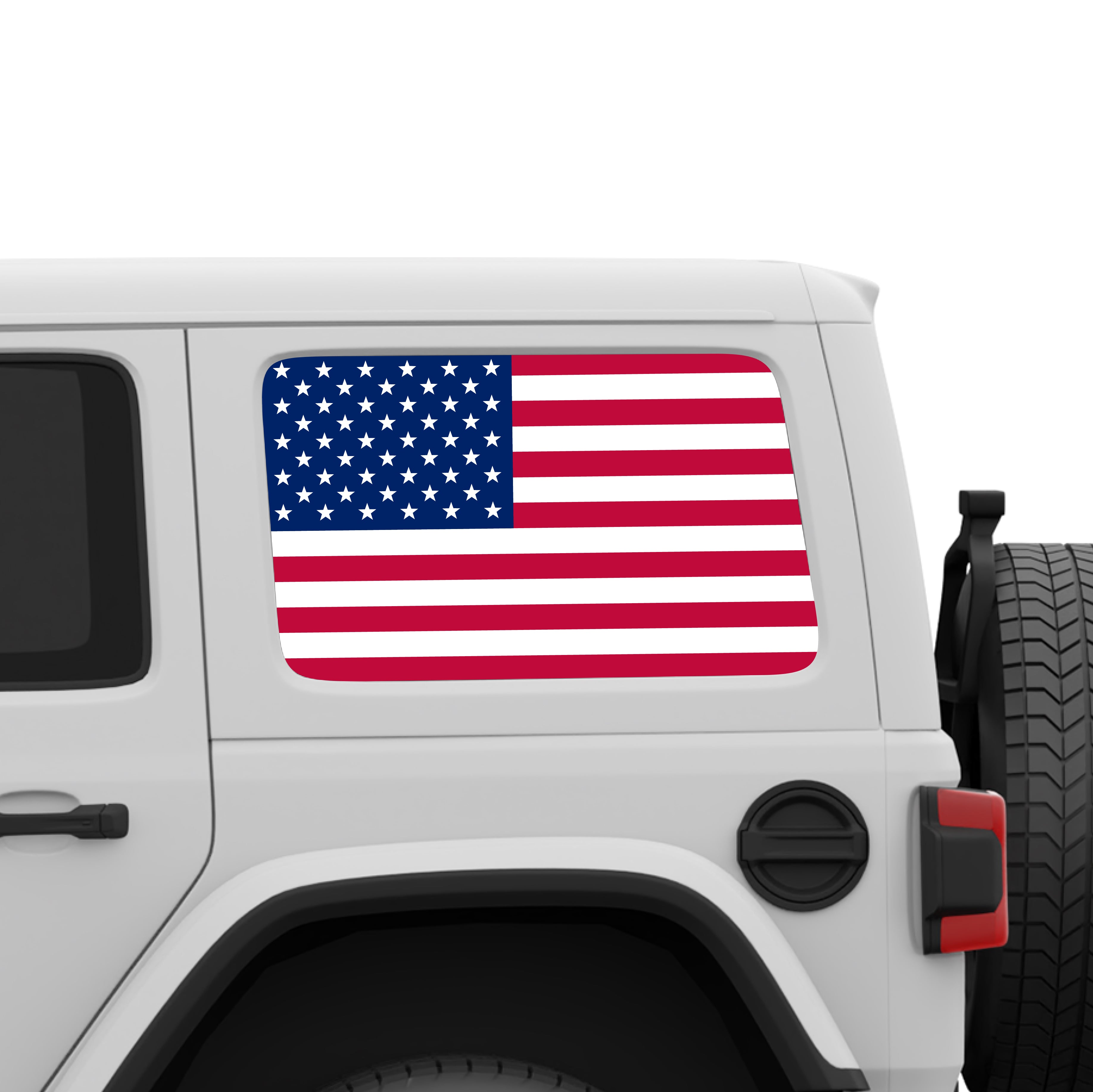 American Flag Window Decals for Jeep Wrangler Durable, Clear, Full