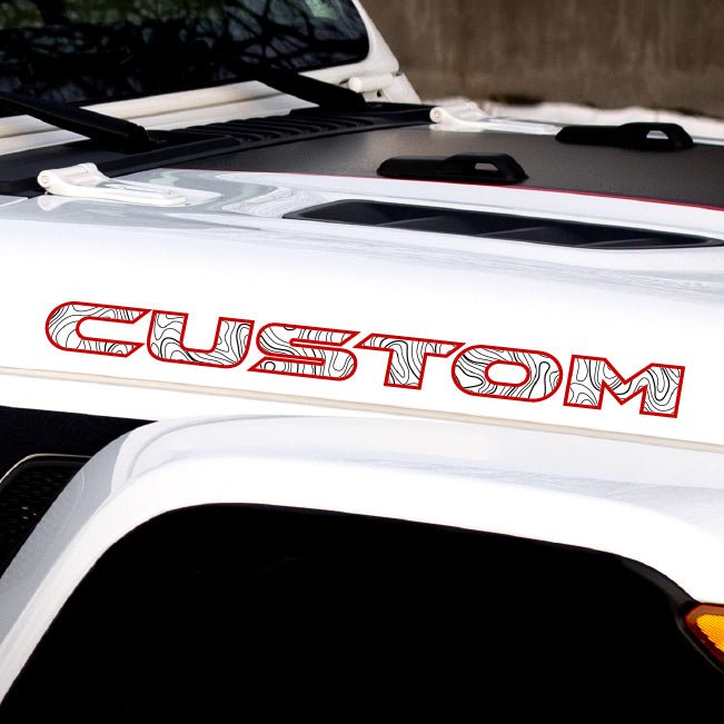 Custom Topographical Lettering for Hood