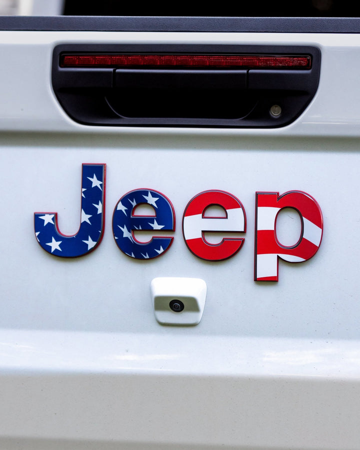 Waving American Flag Emblem Overlay Accessory for Jeep Gladiator - AdventureLifeDecals