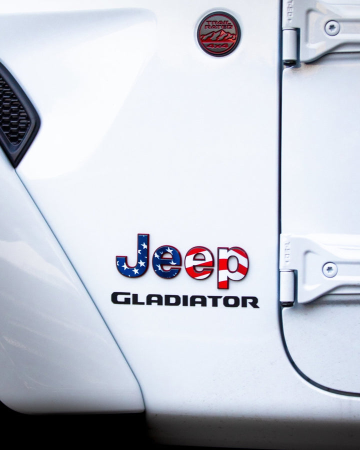 Waving American Flag Emblem Overlay Accessory for Jeep Gladiator - AdventureLifeDecals