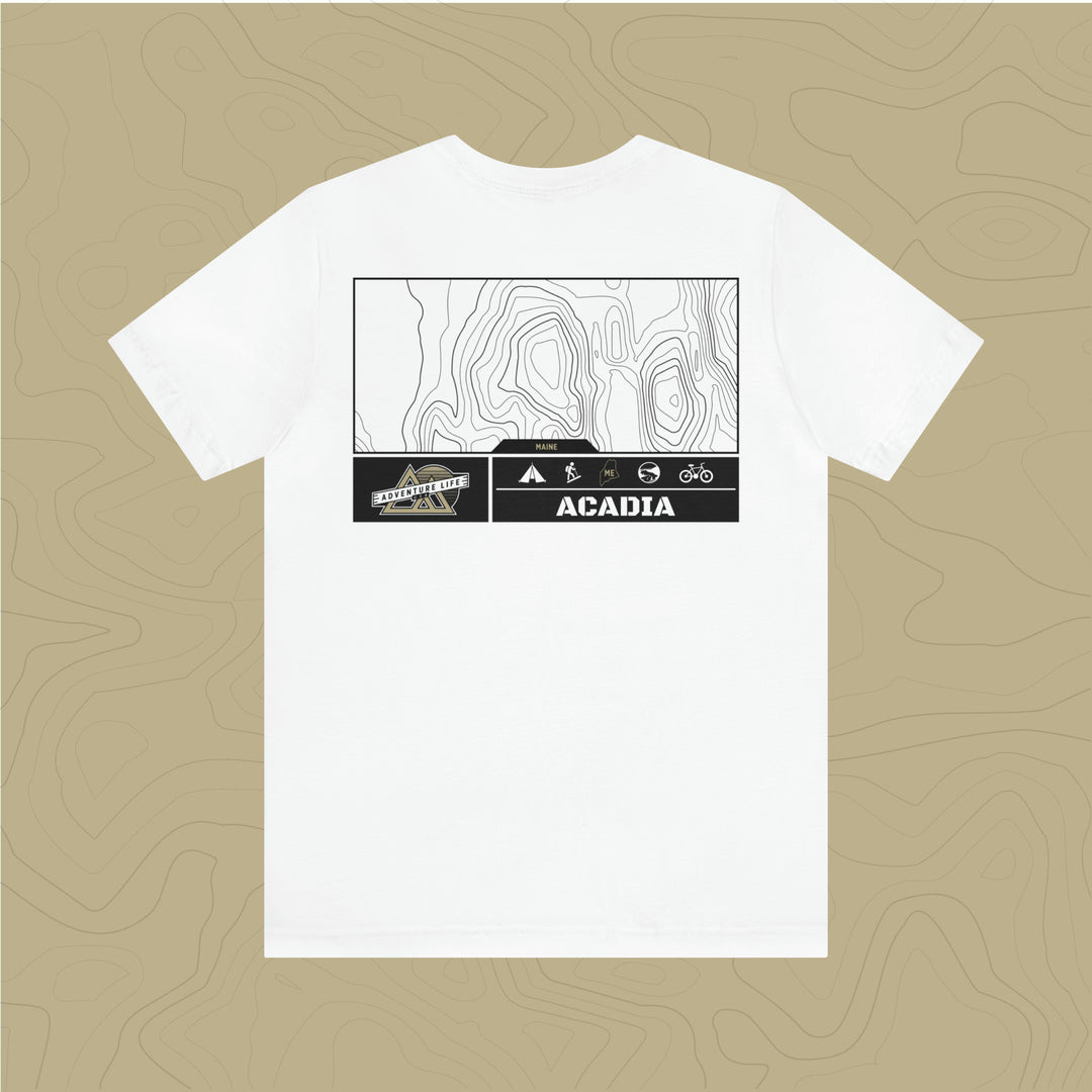 Acadia National Park - Adventure Life Trail Topographic Garment Dyed Tee