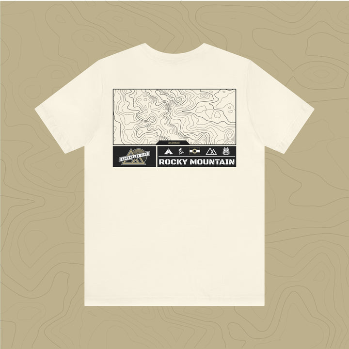 Rocky Mountain National Park - Adventure Life Trail Topographic Garment Dyed Tee
