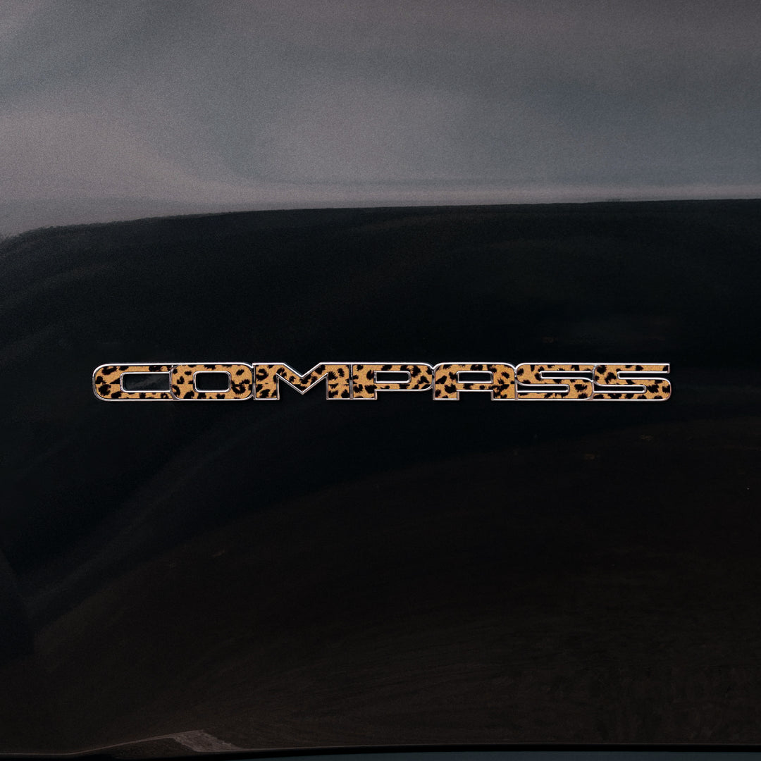 COMPASS Door Emblem Overlay Decals – Animal Print Designs | Fits 2011–2025 Jeep Compass