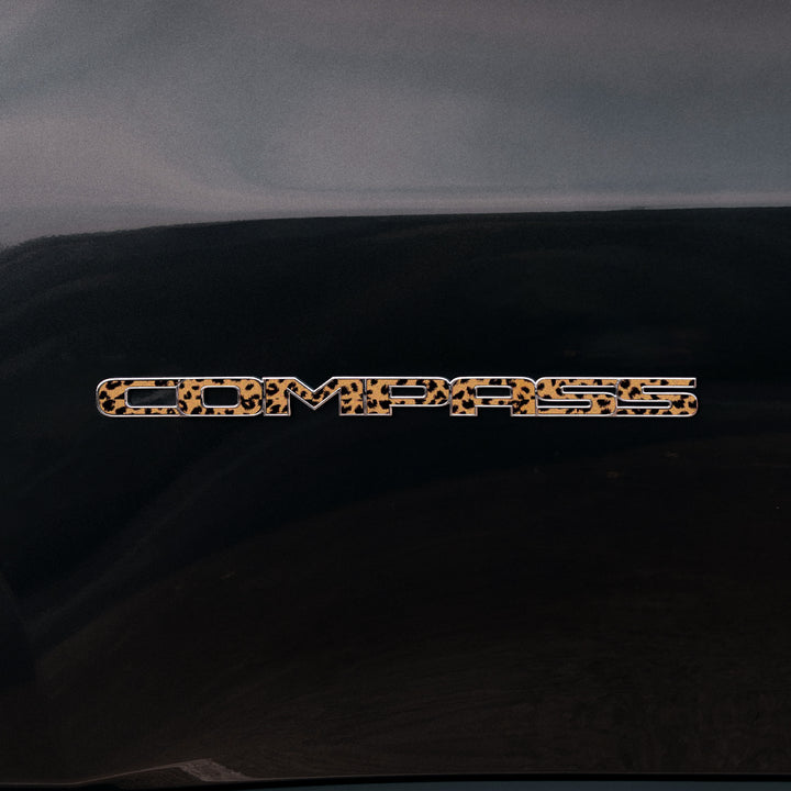 COMPASS Door Emblem Overlay Decals – Animal Print Designs | Fits 2011–2025 Jeep Compass