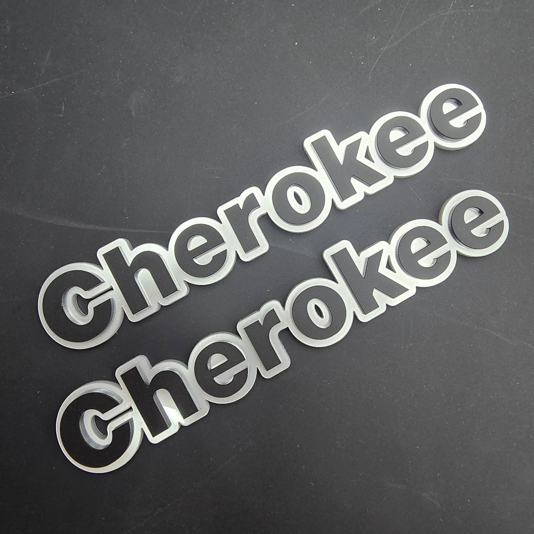 Jeep XJ Cherokee Fender Emblems - PAIR L/R Sides - Two Color Stacked