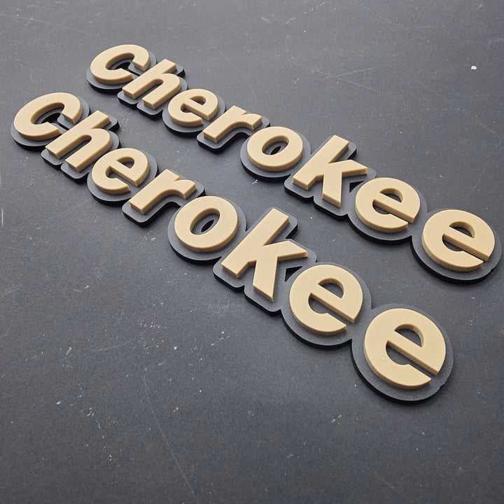 Jeep XJ Cherokee Fender Emblems - PAIR L/R Sides - Two Color Stacked