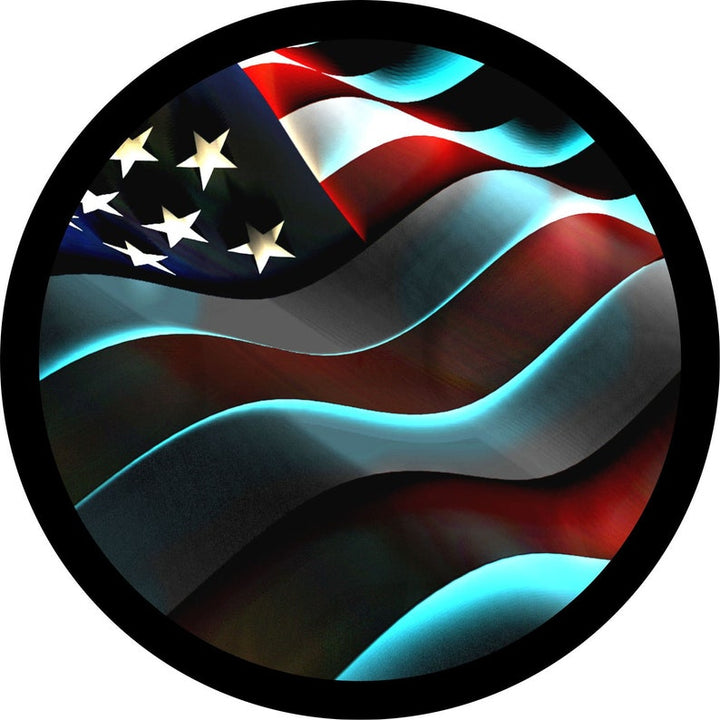 3D Waving American Flag Spare Tire Cover for Jeep, Bronco, Campers, RV, Vans, & More