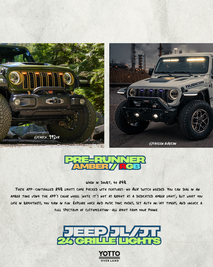 Prerunner Amber/RGB Grille Lights for 24-26 JL JT Grille