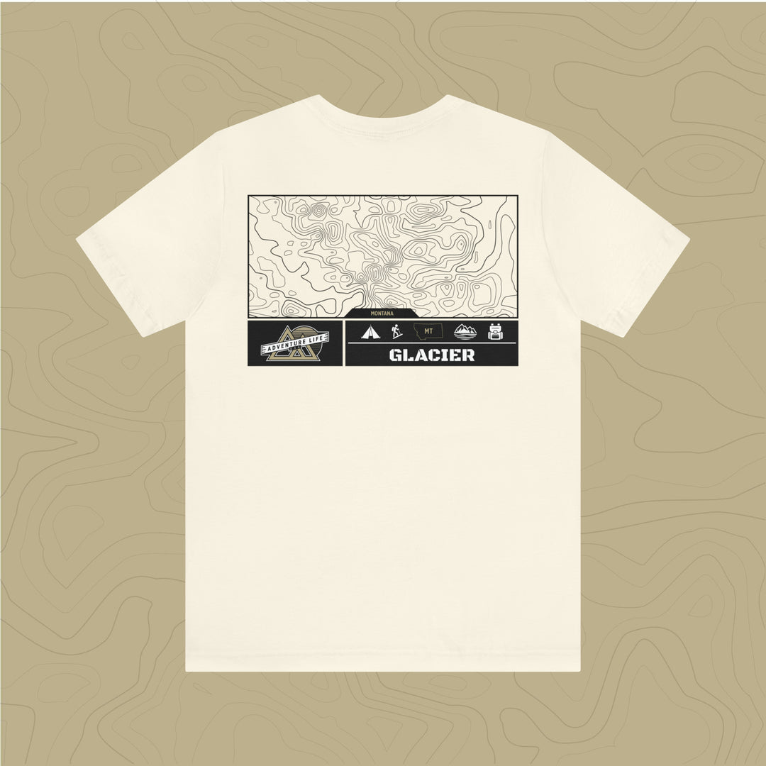 Glacier National Park - Adventure Life Trail Topographic Garment Dyed Tee