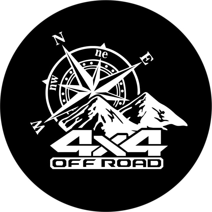 4X4 Off Road Compass & Mountains - Spare Tire Cover for Jeep, Bronco, RV, Camper, Van