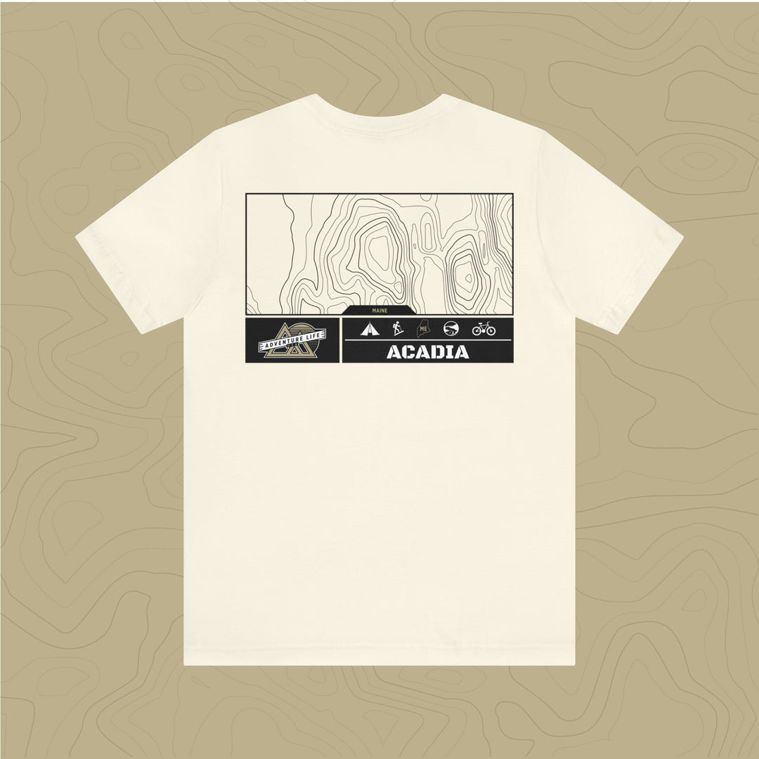 Acadia National Park - Adventure Life Trail Topographic Garment Dyed Tee