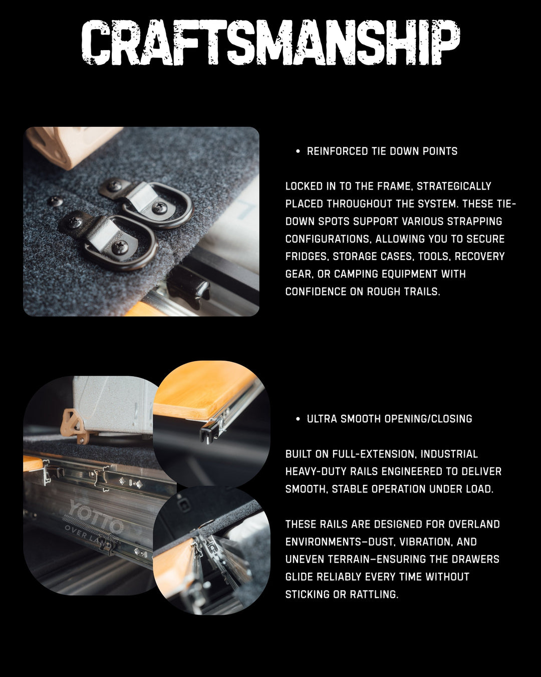 Heavy Duty Versatile Drawer System for Jeep Wrangler JL w/ Slide-Out Bamboo Table & Fridge Mount
