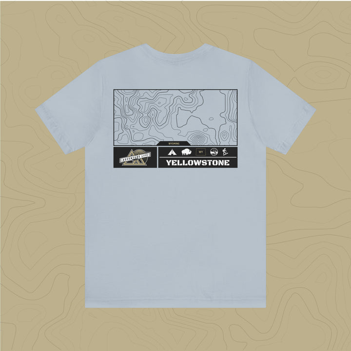Yellowstone National Park - Adventure Life Trail Topographic Garment Dyed Tee