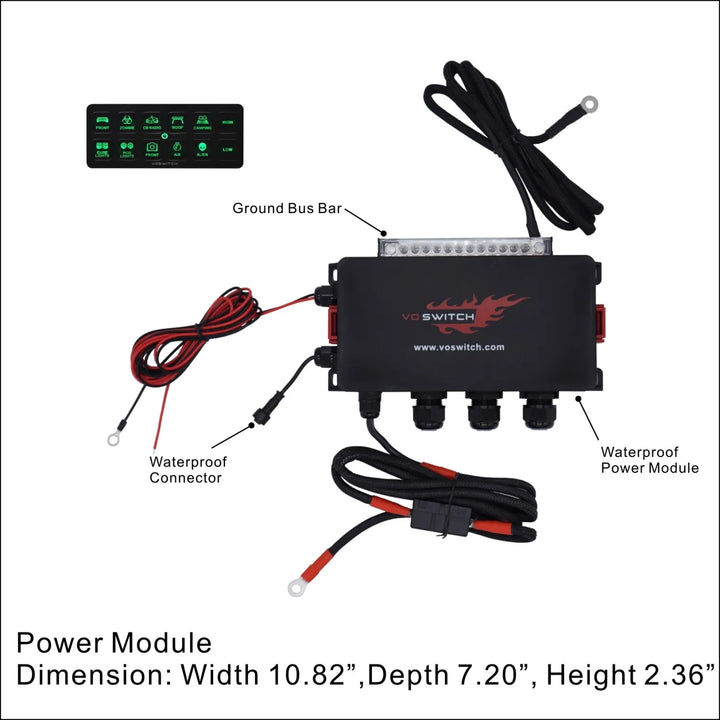 Voswitch UV120 Universal 12 Gang Programmable Switch Panel for Truck / UTV / Side by Side / Boat