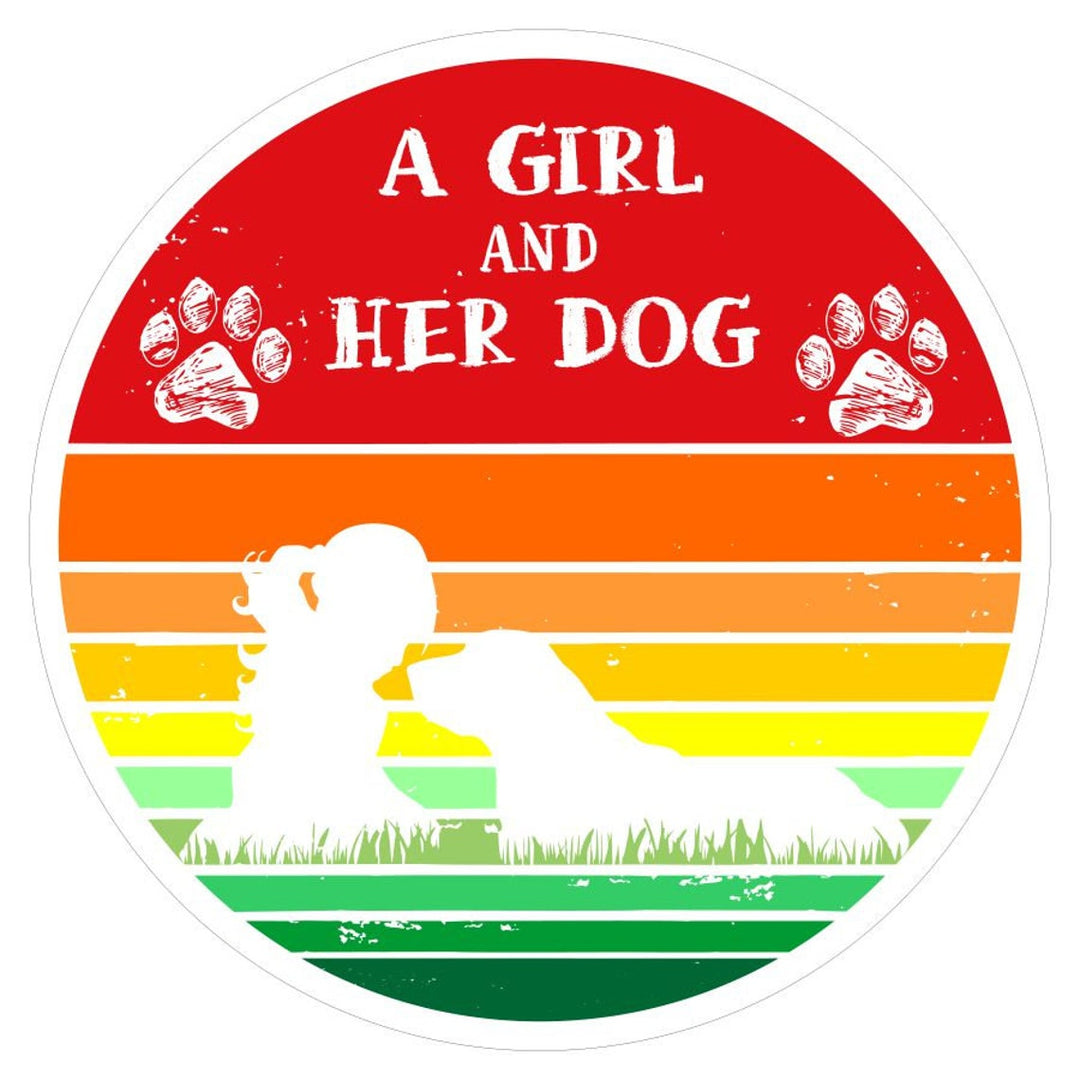 A Girl and her Dog - Colorful