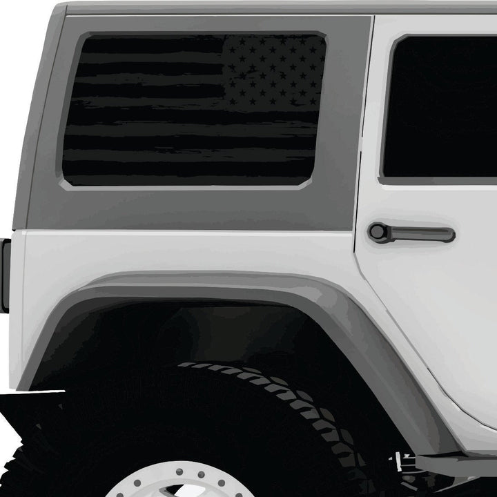 American Flag Grayscale for Jeep Wrangler Window Decal Sticker Accessory 4 & 2-door