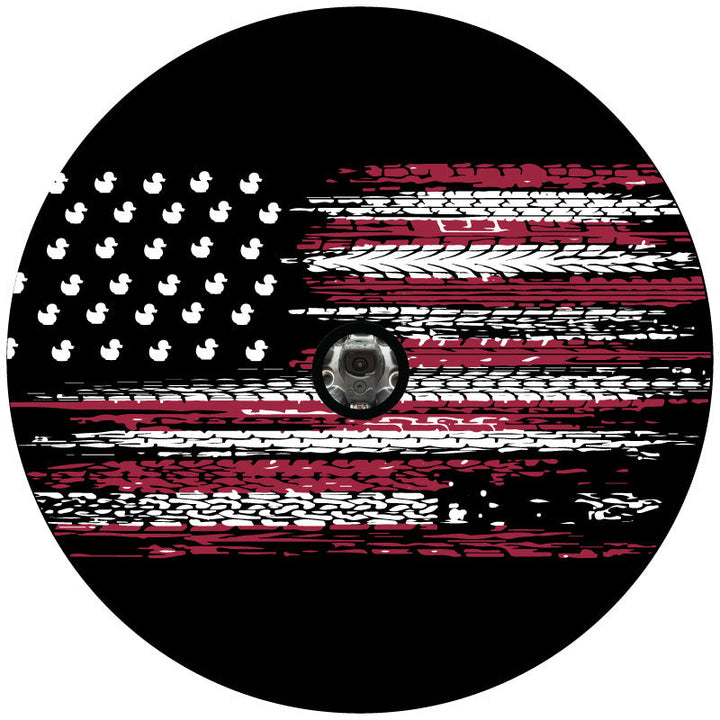 Tire Track Stripes & Duck Stars American Flag Spare Tire Cover For Jeep