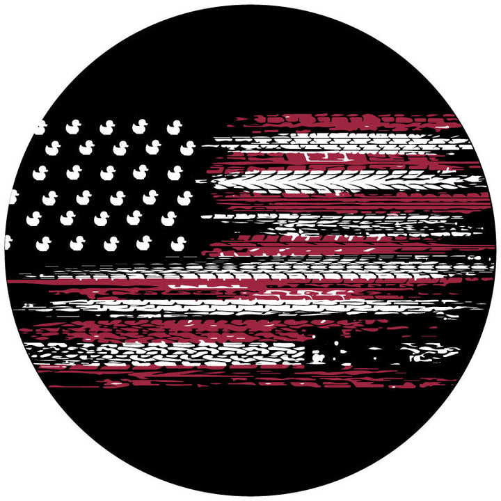 Tire Track Stripes & Duck Stars American Flag Spare Tire Cover For Jeep