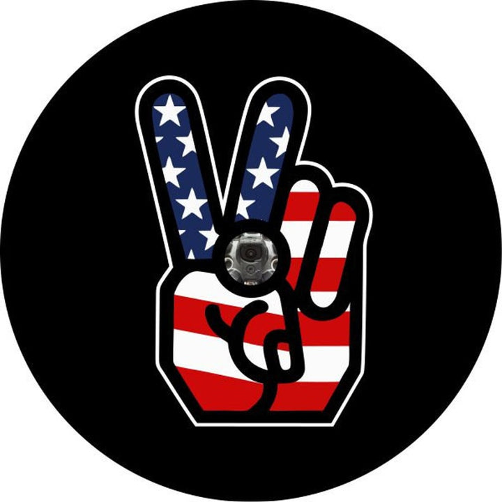 American Flag Peace Sign Spare Tire Cover for Jeeps, Broncos, Campers, RV, Vans