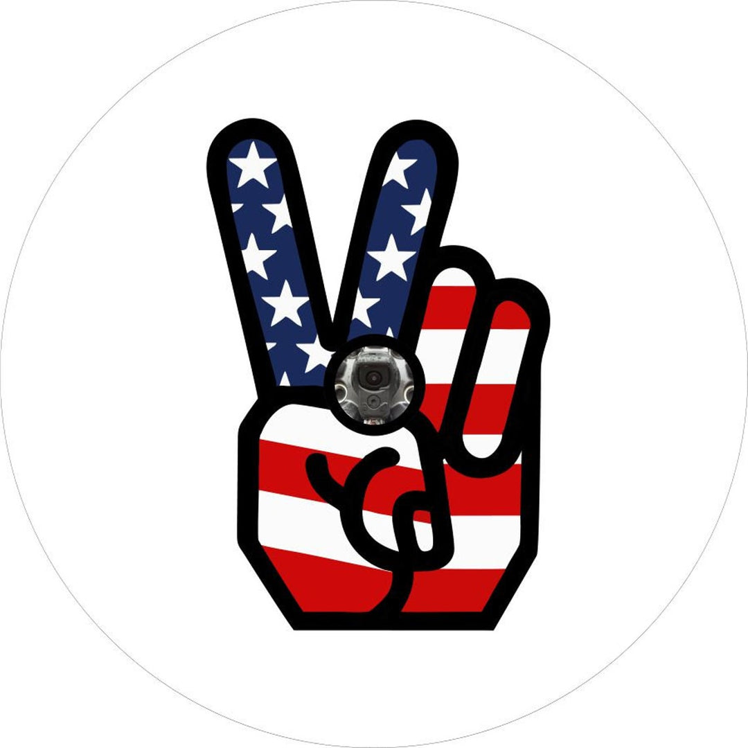 American Flag Peace Sign Spare Tire Cover for Jeeps, Broncos, Campers, RV, Vans