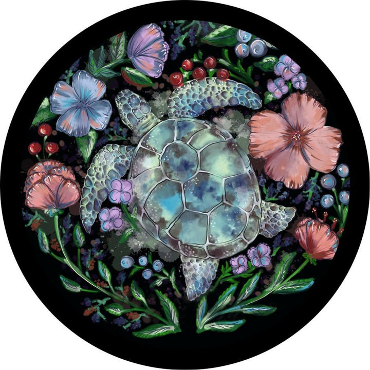 Artsy & Floral Colorful Sea Turtle Spare Tire Cover