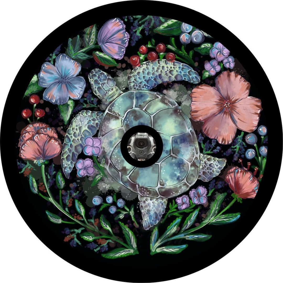 Artsy & Floral Colorful Sea Turtle Spare Tire Cover