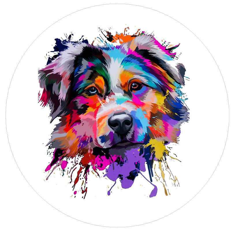 Mosaic Australian Shepherd Dog Spare Tire Cover