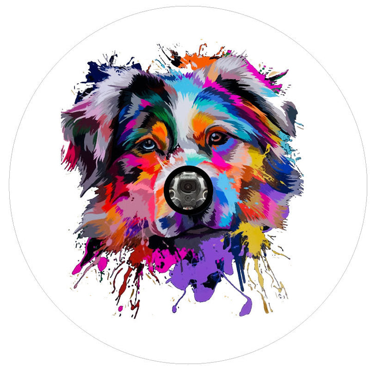 Mosaic Australian Shepherd Dog Spare Tire Cover