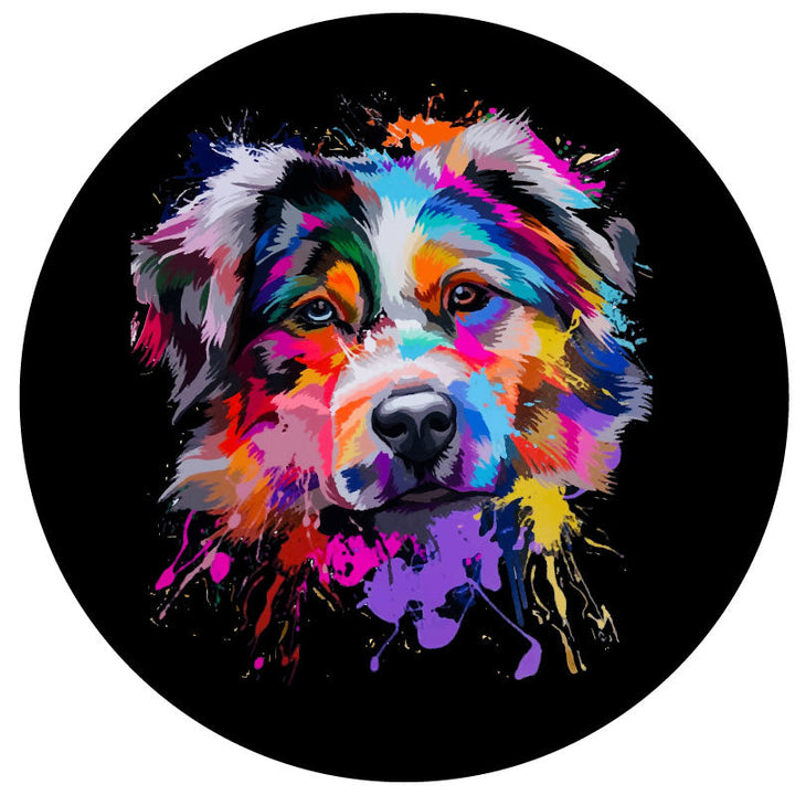 Mosaic Australian Shepherd Dog Spare Tire Cover