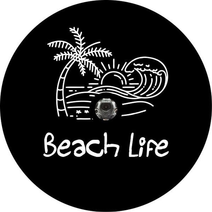 Beach Life - Tropical Beach Scene Spare Tire Cover for Jeep, Bronco, & More