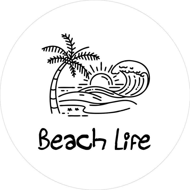 Beach Life - Tropical Beach Scene Spare Tire Cover for Jeep, Bronco, & More