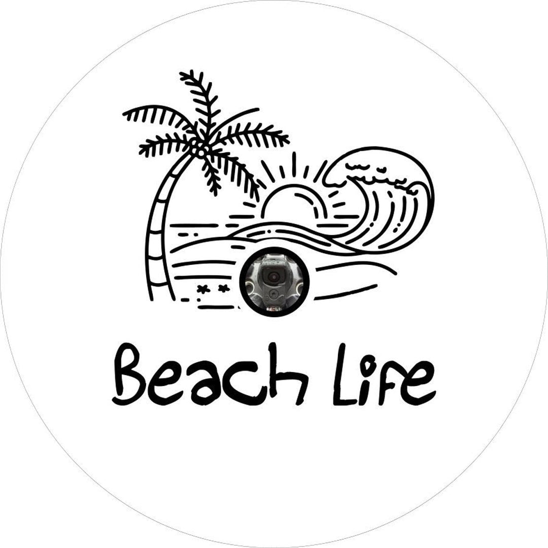 Beach Life - Tropical Beach Scene Spare Tire Cover for Jeep, Bronco, & More