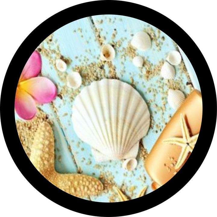 Beach Sea Shells Spare Tire Cover for Jeep, Bronco, Campers, RV, Vans, & More