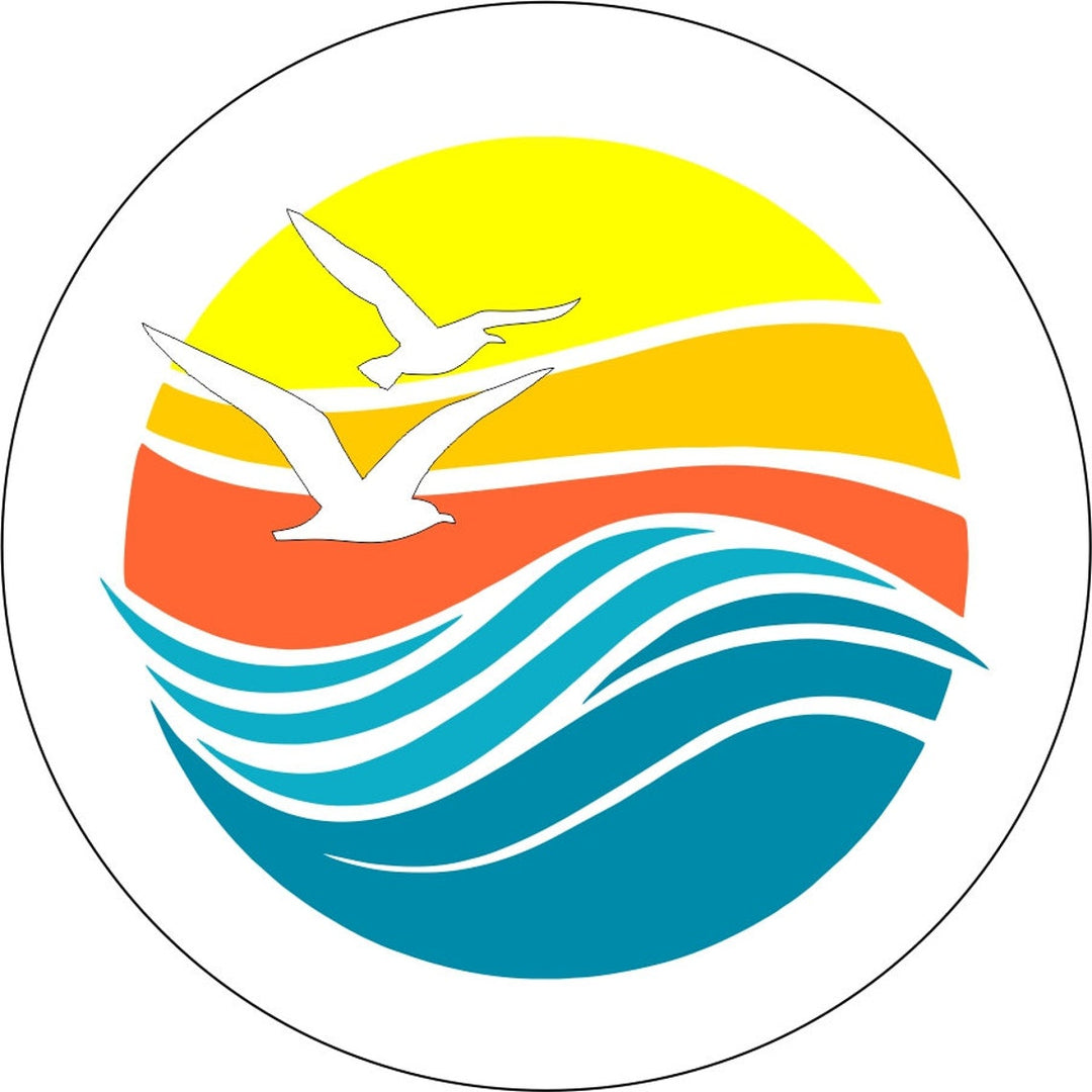 Beach Waves, Birds, and Sunset Spare Tire Cover for Jeep, RV, Camper, Bronco, Vans, & More