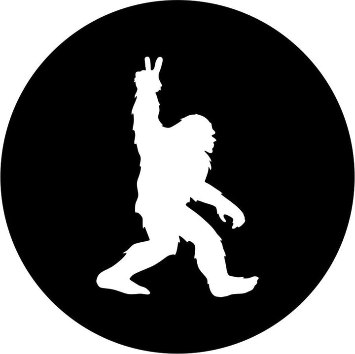 Walking Bigfoot or Sasquatch Peace Spare Tire Cover for Bronco, Jeep, Campers, RV, Vans, & More