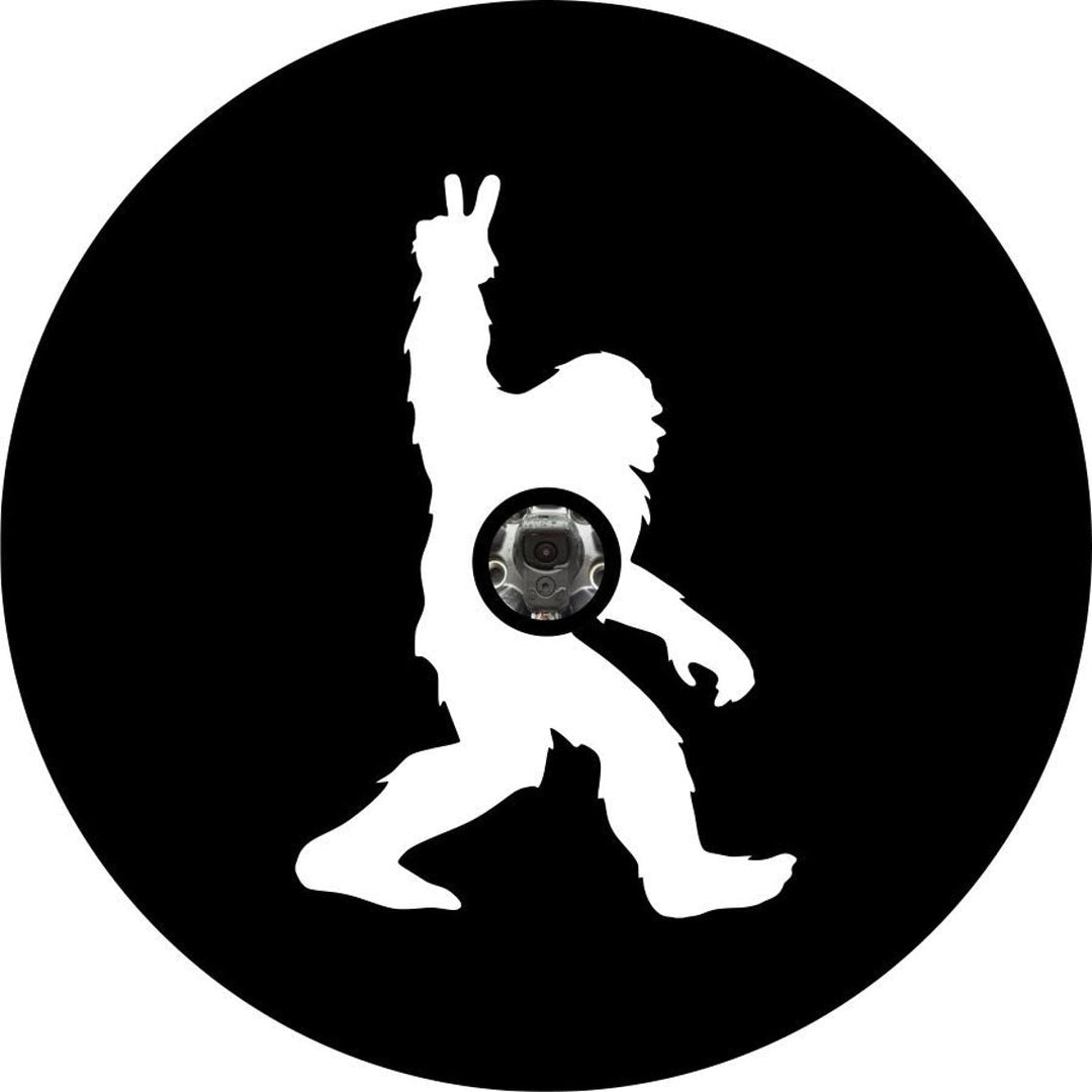 Walking Bigfoot or Sasquatch Peace Spare Tire Cover for Bronco, Jeep, Campers, RV, Vans, & More