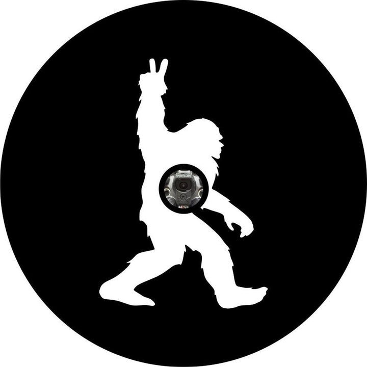 Walking Bigfoot or Sasquatch Peace Spare Tire Cover for Bronco, Jeep, Campers, RV, Vans, & More