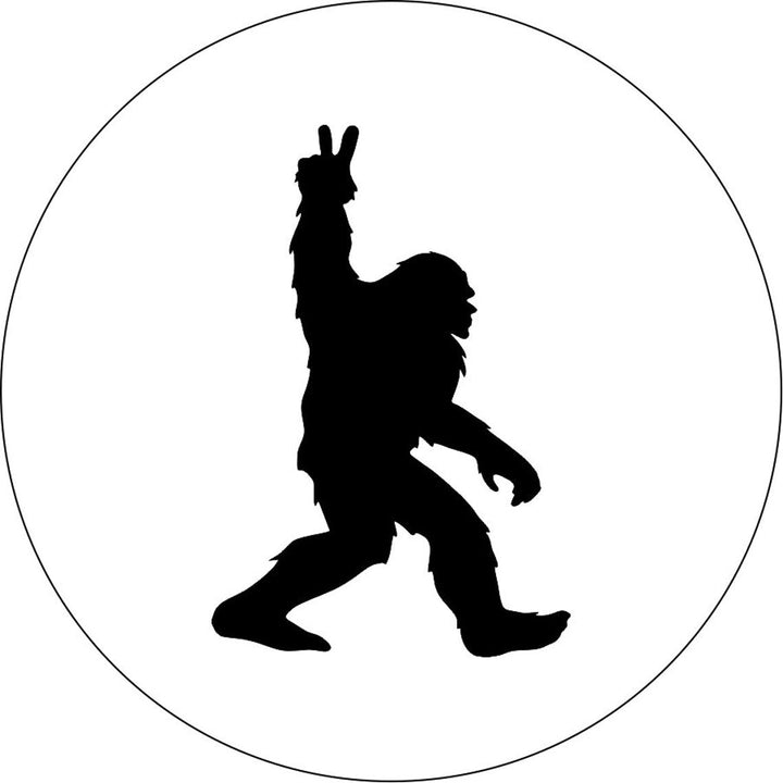 Walking Bigfoot or Sasquatch Peace Spare Tire Cover for Bronco, Jeep, Campers, RV, Vans, & More