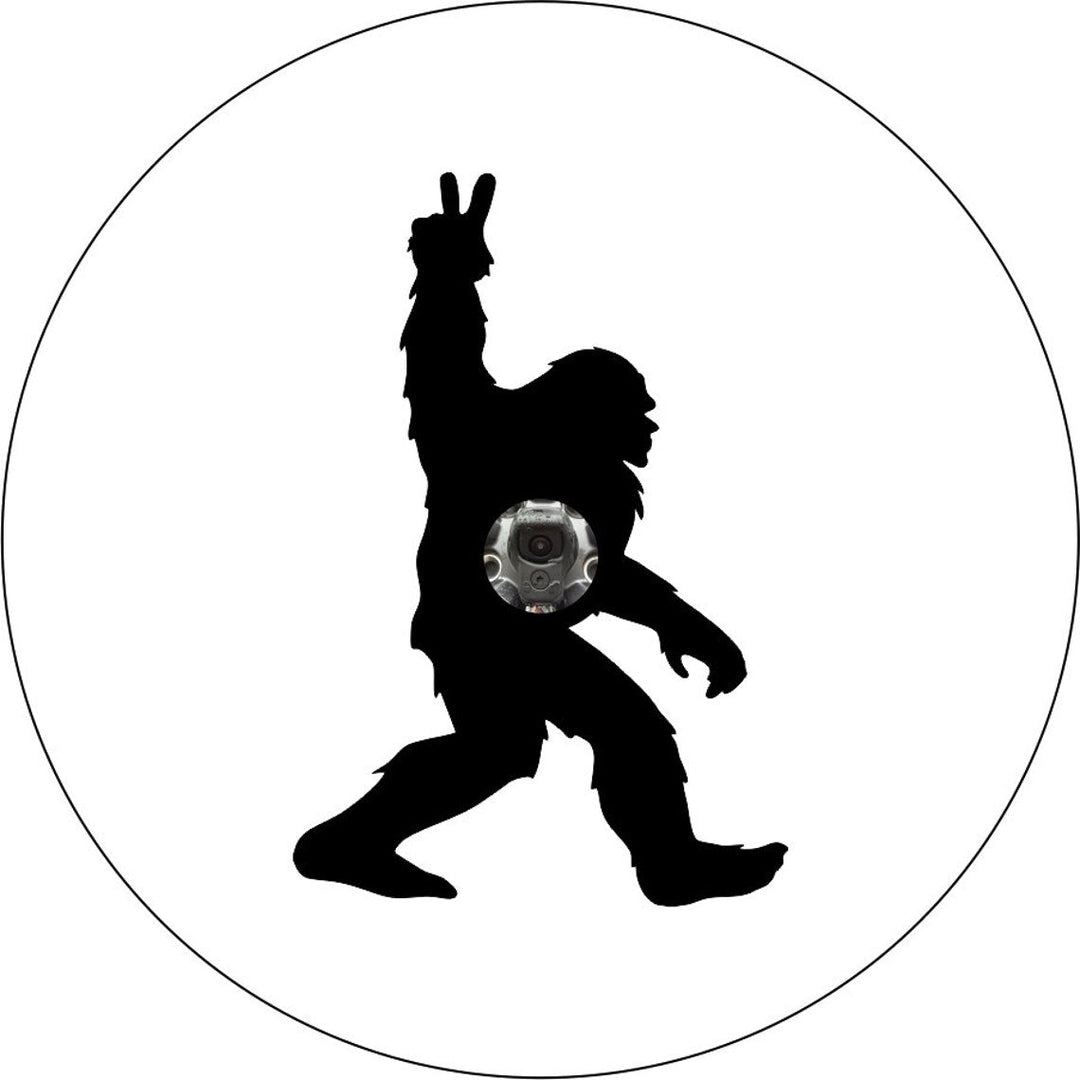 Walking Bigfoot or Sasquatch Peace Spare Tire Cover for Bronco, Jeep, Campers, RV, Vans, & More