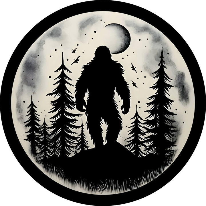 Walking in the Moonlight Bigfoot Sasquatch Spare Tire Cover for Bronco, Jeep, RV, Camper, Etc.