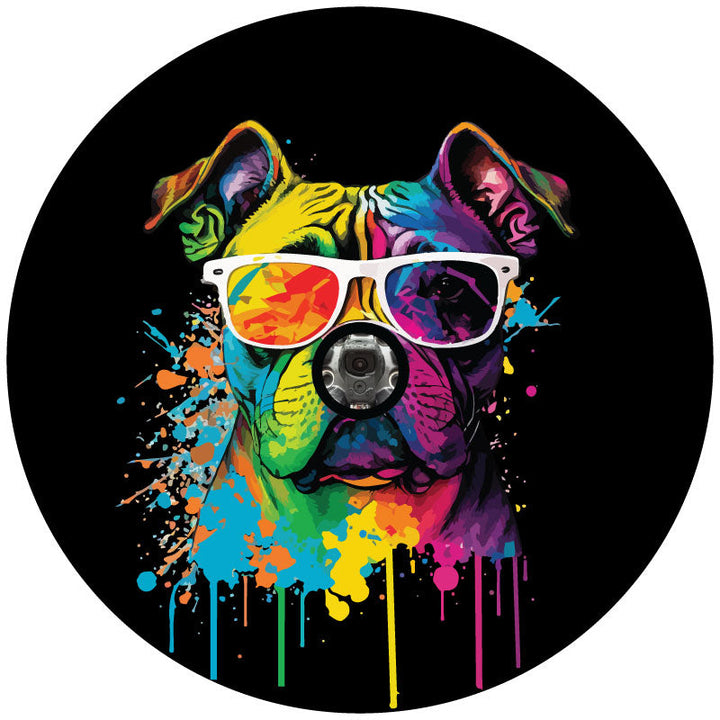 Cute Pop Art English Bulldog Spare Tire Cover For Jeeps, Bronco, RV, Camper, Van, & More