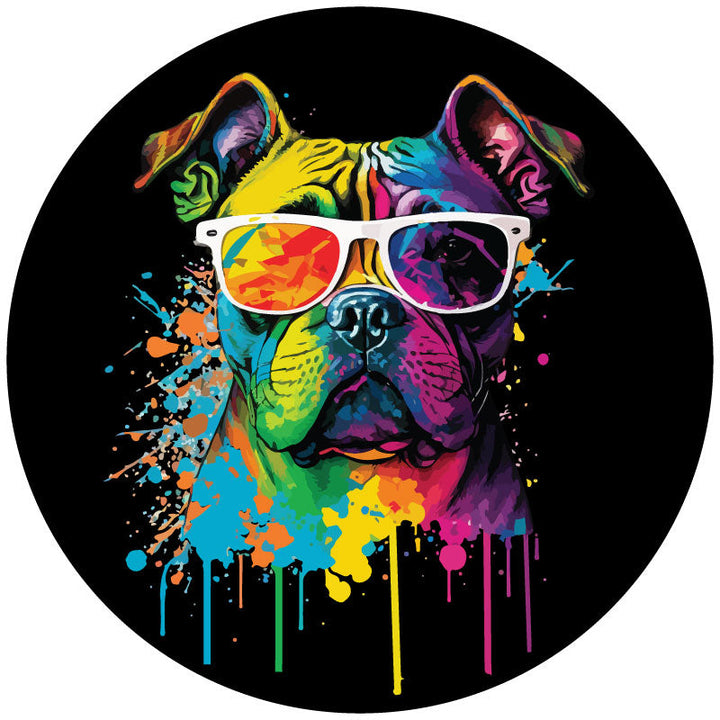 Cute Pop Art English Bulldog Spare Tire Cover For Jeeps, Bronco, RV, Camper, Van, & More