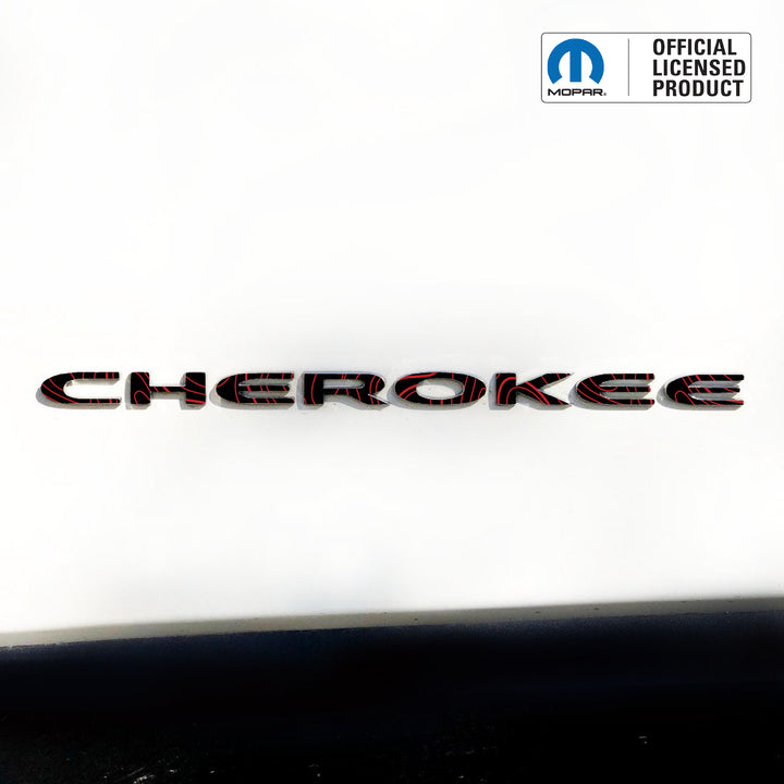 CHEROKEE Door Emblem Overlay Decals – Topographic Map Print | Fits 2014–2025 Jeep Cherokee (Excludes Select Trims)