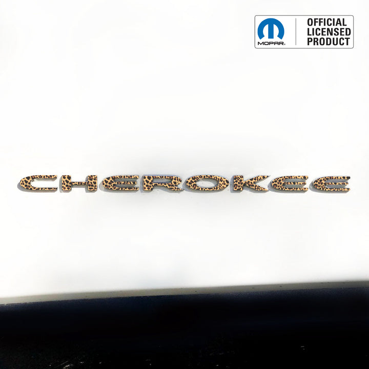 CHEROKEE Door Emblem Overlay Decals – Animal Print Designs | Fits 2014–2025 Jeep Cherokee (Excludes Select Trims)